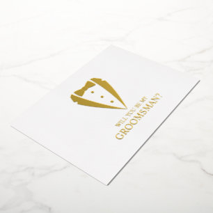 Gold Tuxedo Suit Personalized Groomsman Proposal Foil Invitation