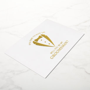 Gold Tuxedo Suit Personalized Groomsman Proposal Foil Invitation