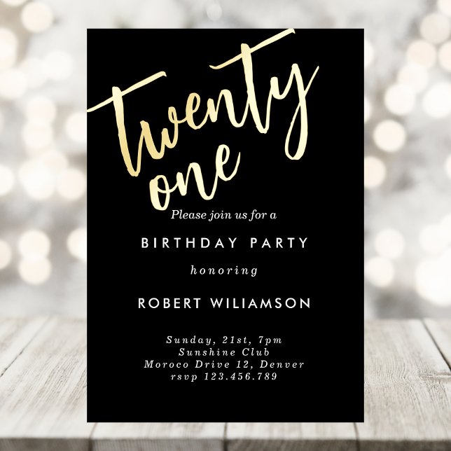 Gold twenty one birthday invitation foil invitation (Creator Uploaded)