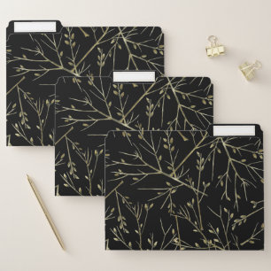 Gold Twigs on Black File Folder