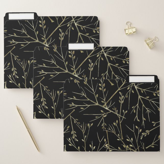 Gold Twigs on Black File Folder (Set)