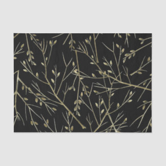 Gold Twigs on Black Tissue Paper