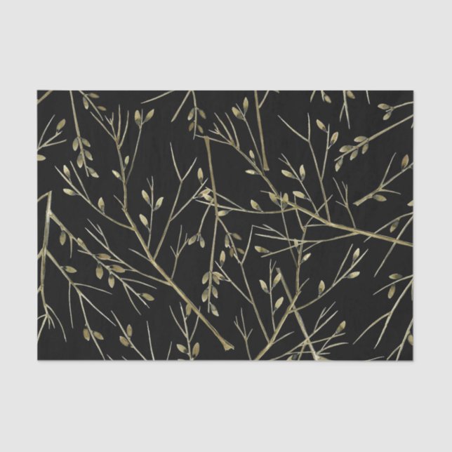 Gold Twigs on Black Tissue Paper (Front)