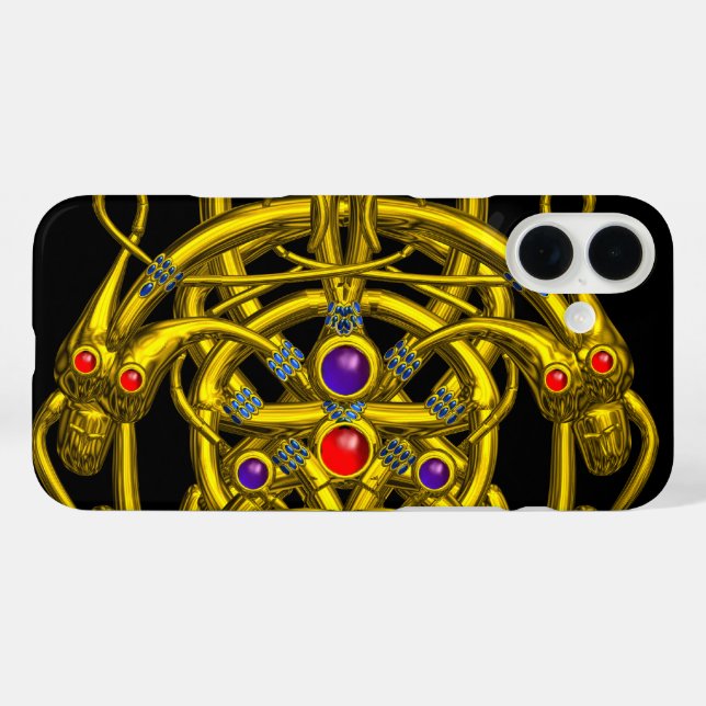 GOLD TWIN DRAGONS Fantasy Black Case-Mate iPhone Case (Back (Horizontal))