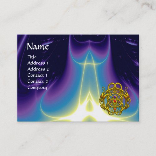 GOLD TWIN DRAGONS Purple Blue Light Waves Business Card