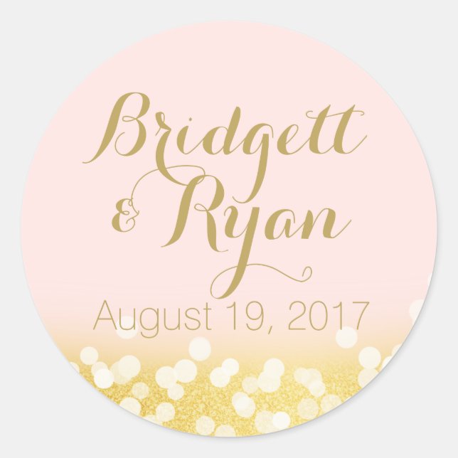 Gold Twinkle Lights Changeable Color Classic Round Sticker (Front)