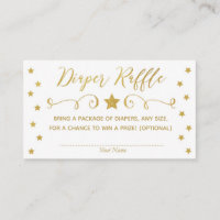 Gold Twinkle Little Star Baby Diaper Raffle Card