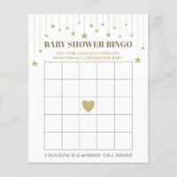 Gold Twinkle Little Star Baby Shower Bingo Game