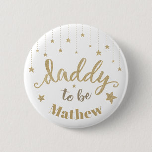 Gold Twinkle Little Star Baby Shower Daddy to be Button