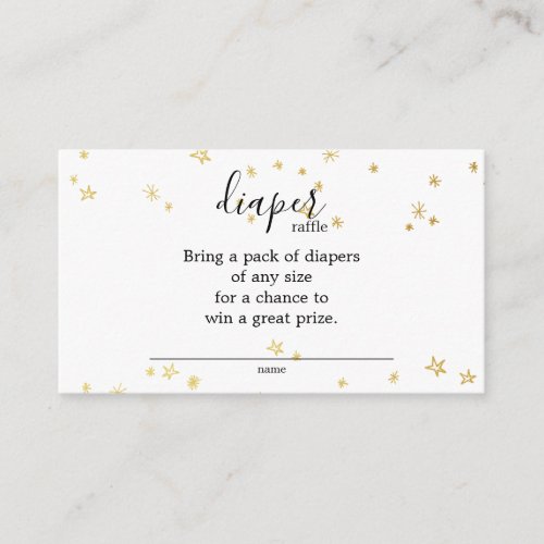 Gold Twinkle Little Star Baby Shower Diaper Raffle Enclosure Card