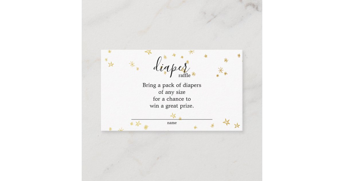 Gold Twinkle Little Star Baby Shower Diaper Raffle Enclosure Card