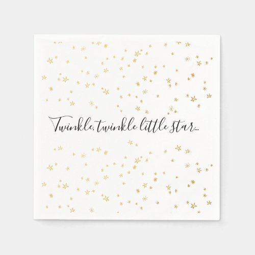 Gold Twinkle Little Star Baby Shower Paper Napkins