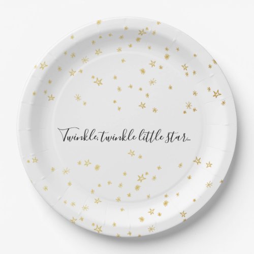 Gold Twinkle Little Star Baby Shower Paper Plates