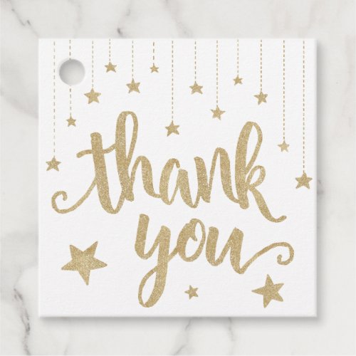 Gold Twinkle Little Star Baby Shower Thank You Favor Tags