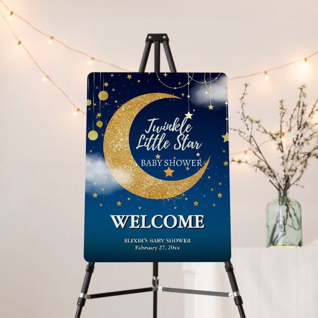 Gold Twinkle Little Star Dreamy Baby Shower Foam Board (In Situ (Stand))
