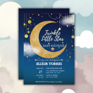 Gold Twinkle Little Star Dreamy Baby Shower Invitation
