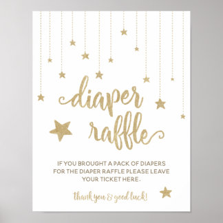 Gold Twinkle Little Star Shower Diaper Raffle Game Poster