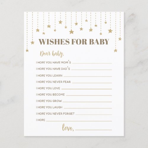 Gold Twinkle Little Star Shower Wishes for Baby