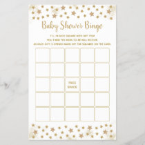 Gold Twinkle Star Baby Shower Bingo Game