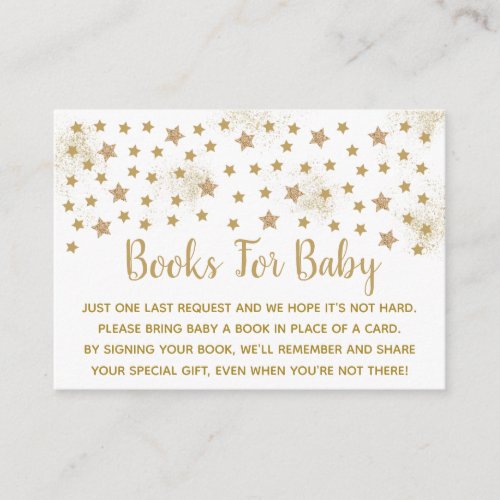 Gold Twinkle Star Baby Shower Book Request Enclosure Card