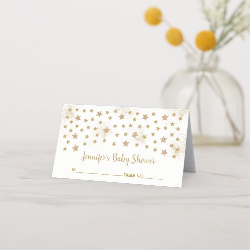 Gold Twinkle Star Baby Shower Place Card