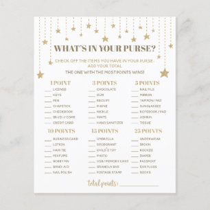 Gold Twinkle Star Baby Shower What's In Your Purse