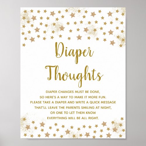Gold Twinkle Star Diaper Thoughts Sign