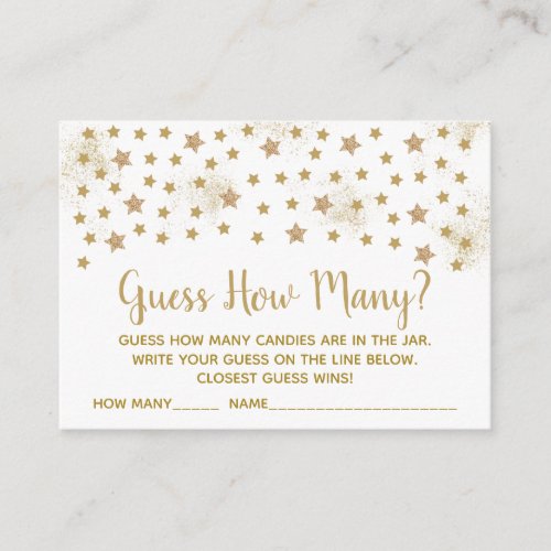 Gold Twinkle Star Guess How Many Shower Game Enclosure Card