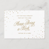 Gold Twinkle Stars Bring a Book Shower Enclosure Card (Front)