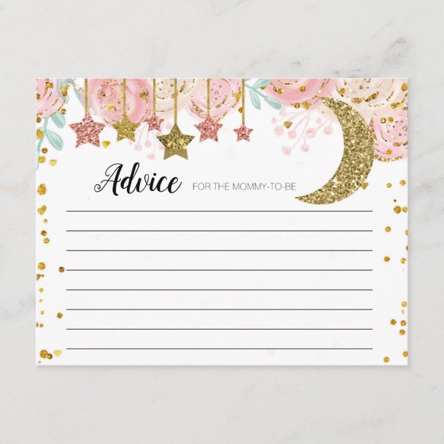 Gold twinkle twinkle Advice Card. Enclosure Card (Front)