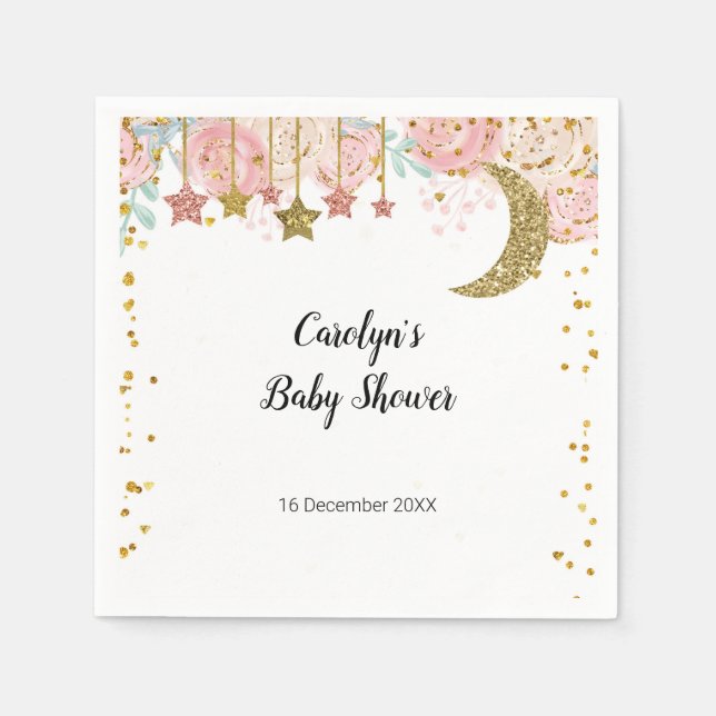 Gold twinkle twinkle Bridal Shower Napkin (Front)