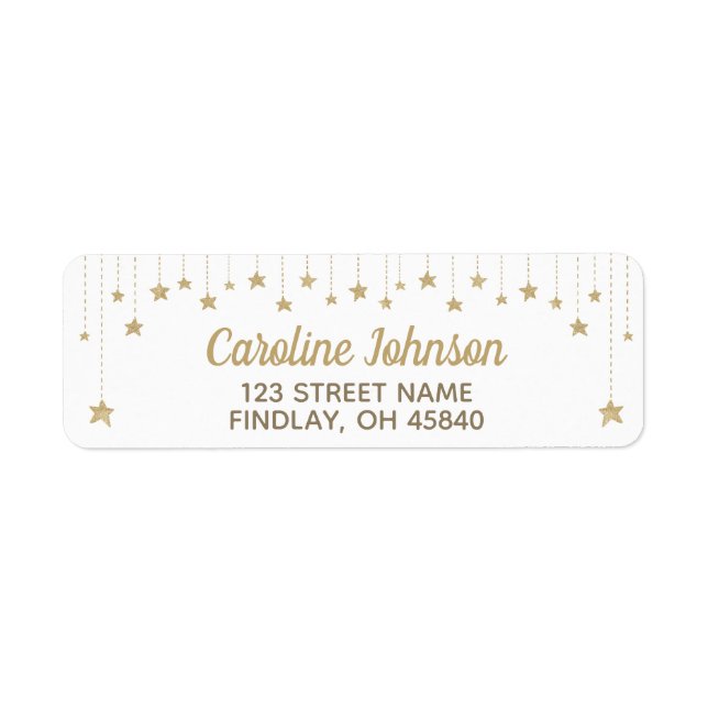 Gold Twinkle Twinkle Little Star Address Label (Front)