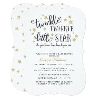 Gold Twinkle Twinkle Little Star Baby Shower Card