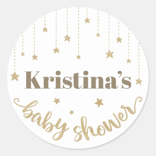 Gold Twinkle Twinkle Little Star Baby Shower Classic Round Sticker