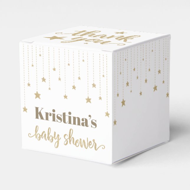 Gold Twinkle Twinkle Little Star Baby Shower Favor Boxes (Front Side)