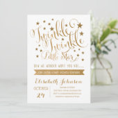 Gold Twinkle Twinkle Little Star Baby Shower Invitation (Standing Front)