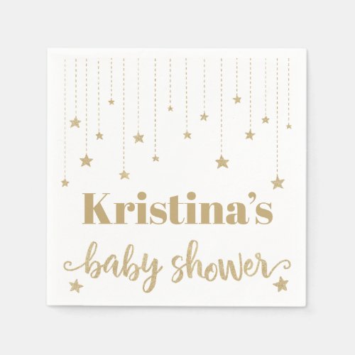 Gold Twinkle Twinkle Little Star Baby Shower Napkins