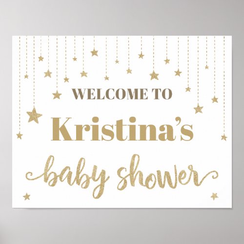 Gold Twinkle Twinkle Little Star Baby Shower Sign