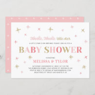 Gold Twinkle Twinkle Little Star Girl Baby Shower Invitation