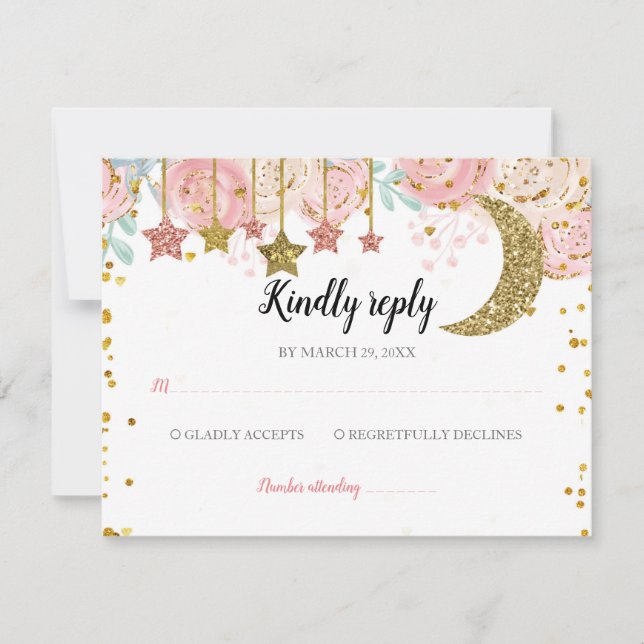 Gold twinkle twinkle RSVP card (Front)