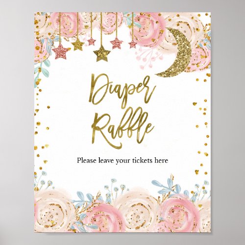 Gold twinkle twinkle star Diaper Raffle Sign