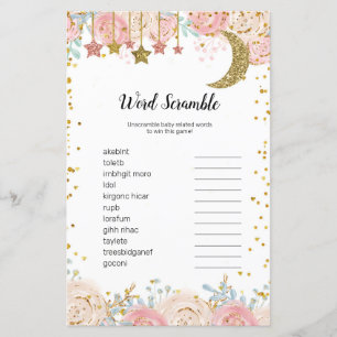 Gold twinkle twinkle Watercolor Word Scramble Game