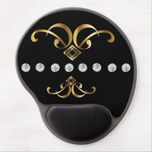 Gold twirl on black with diamond  gel mouse pad