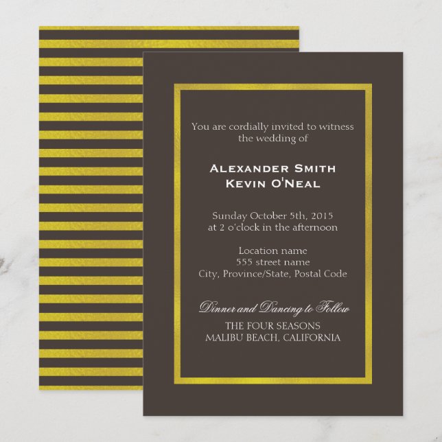 *Gold Two Grooms-Gay Wedding ı Invitation (Front/Back)