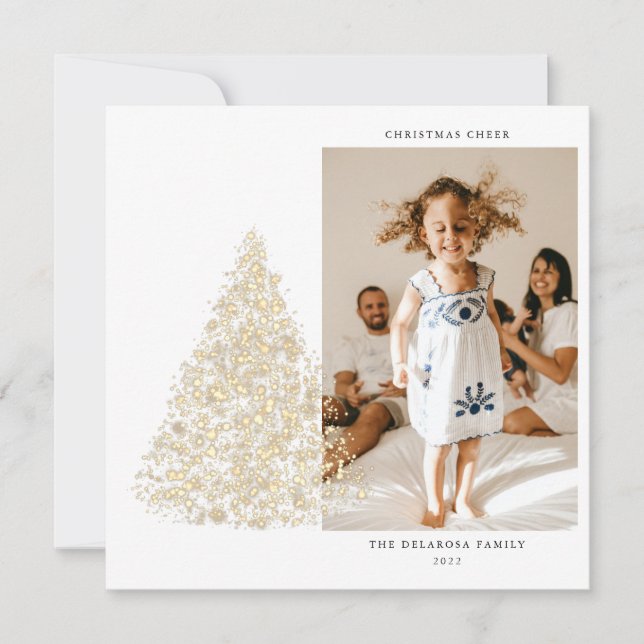 Gold Two Picture Photo Family Christmas   (Front)