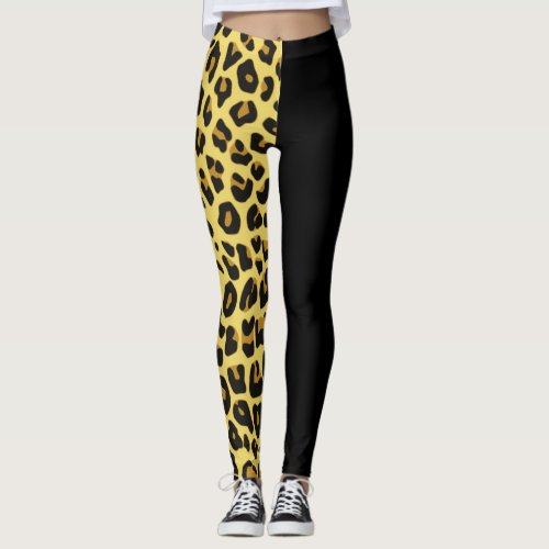 Gold Two Tone Cute Cheetah Prints Leggings