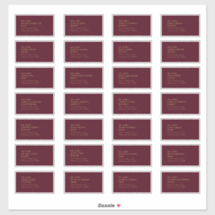 Gold Type Deco   Burgundy Guest Address Label