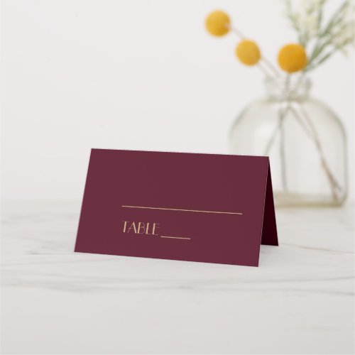 Gold Type Deco  Burgundy Wedding Place Card Tent