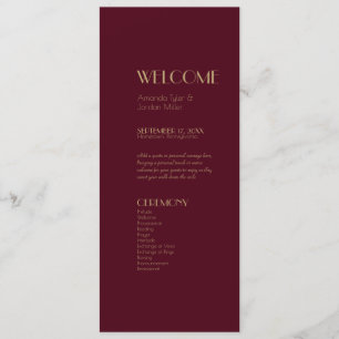 Gold Type Deco Burgundy Wedding Program