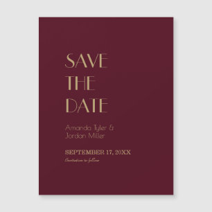 Gold Type Deco Burgundy Wedding Save the Date Magnetic Invitation